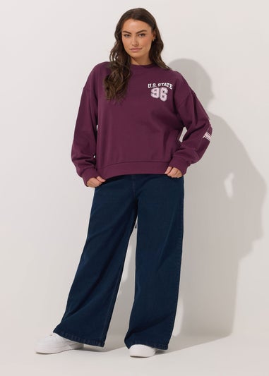 Yours Curve Red 'Illinois' Back Print Sweatshirt