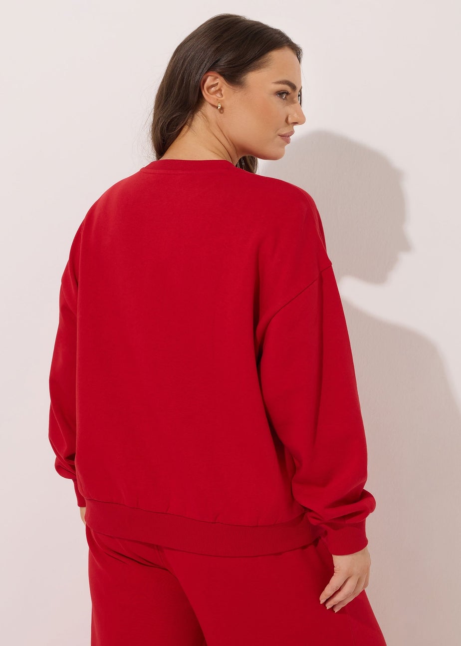 Yours Curve Red 'NYC 97' Slogan Sweatshirt