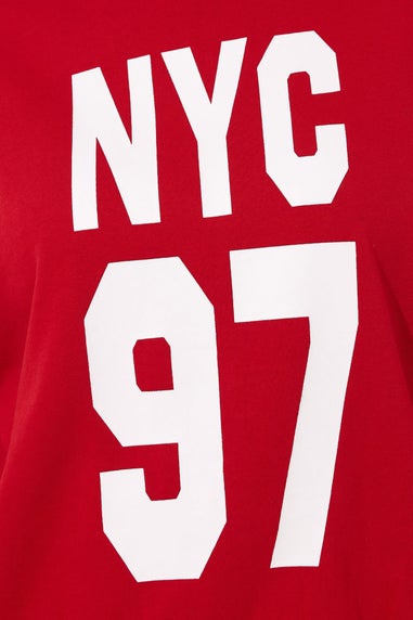 Yours Curve Red 'NYC 97' Slogan Sweatshirt