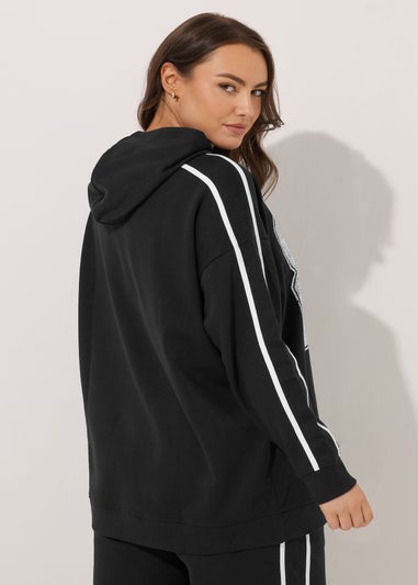 Yours Curve Black '89' Side Stripe Hoodie
