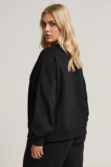 Yours Curve Black 'Off Duty' Slogan Sweatshirt