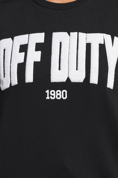 Yours Curve Black 'Off Duty' Slogan Sweatshirt