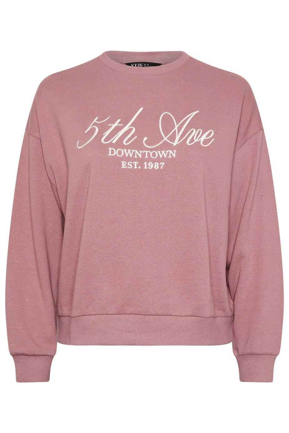 Yours Curve Pink '5th Ave' Embroidered Sweatshirt