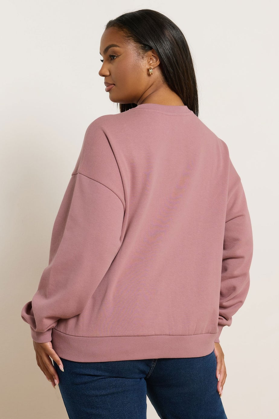 Yours Curve Pink '5th Ave' Embroidered Sweatshirt