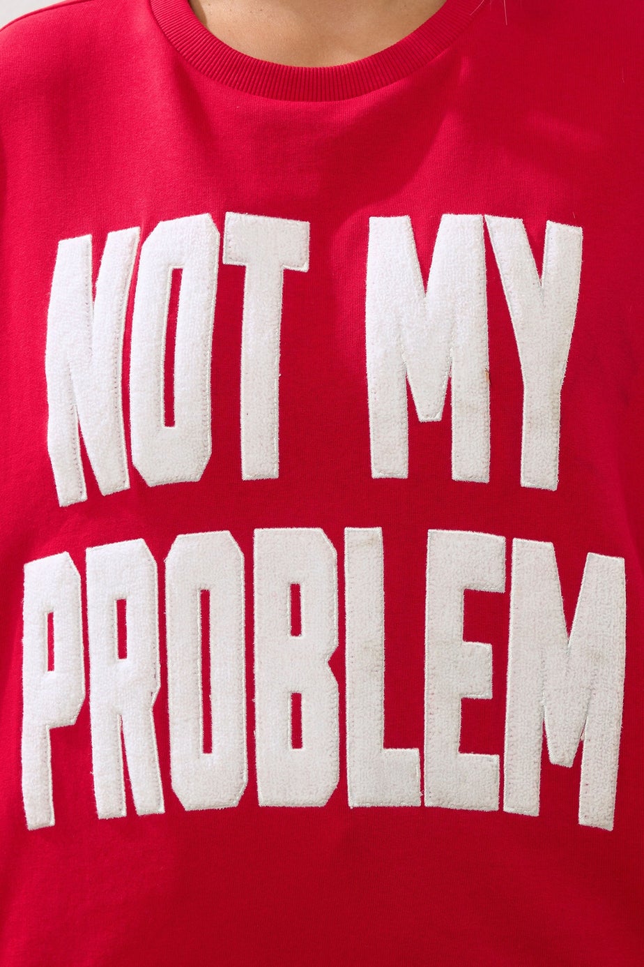 Yours Curve Red 'Not My Problem' Slogan Sweatshirt