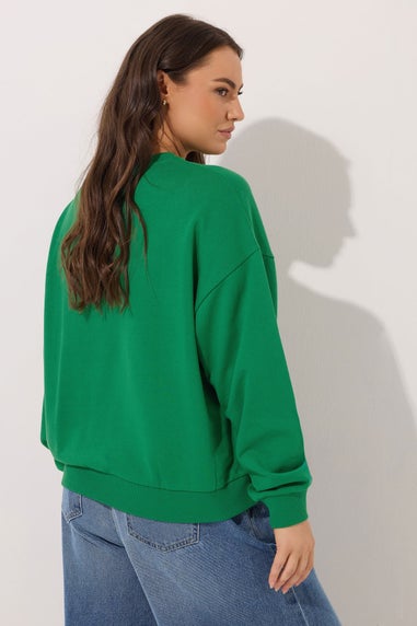 Yours Curve Green 'Monaco' Slogan Sweatshirt