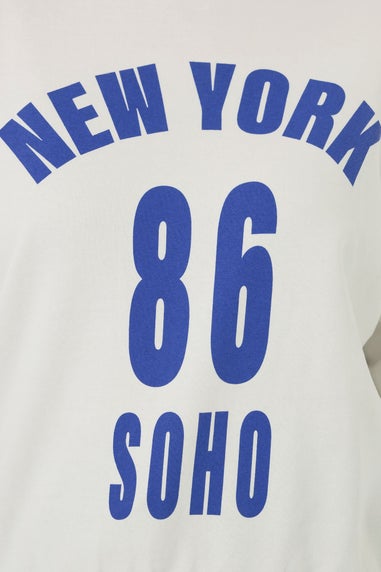 Yours Curve White 'New York' Slogan Sweatshirt