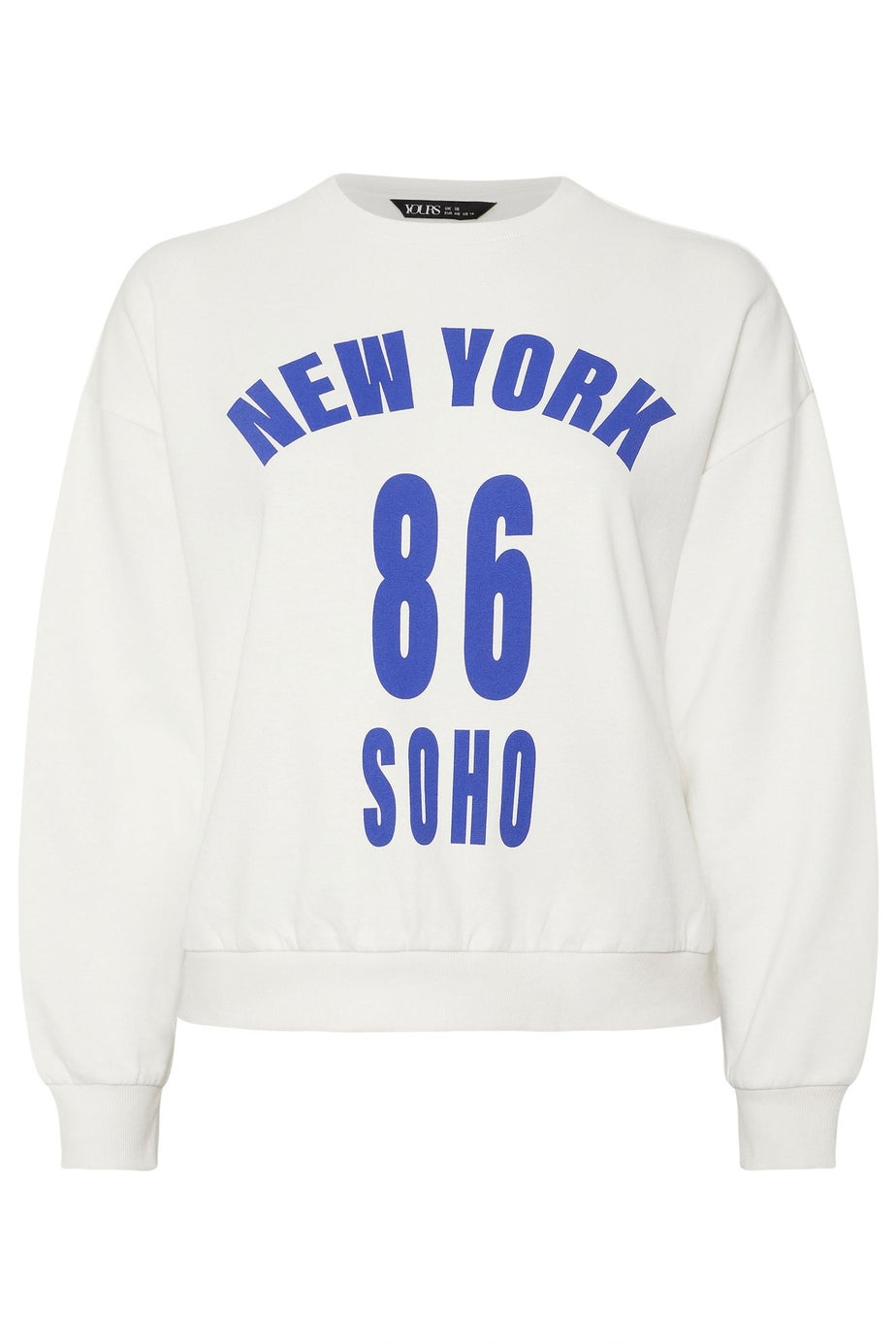 Yours Curve White 'New York' Slogan Sweatshirt