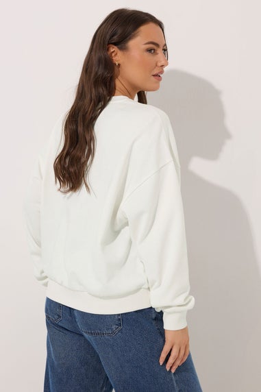 Yours Curve White 'New York' Slogan Sweatshirt