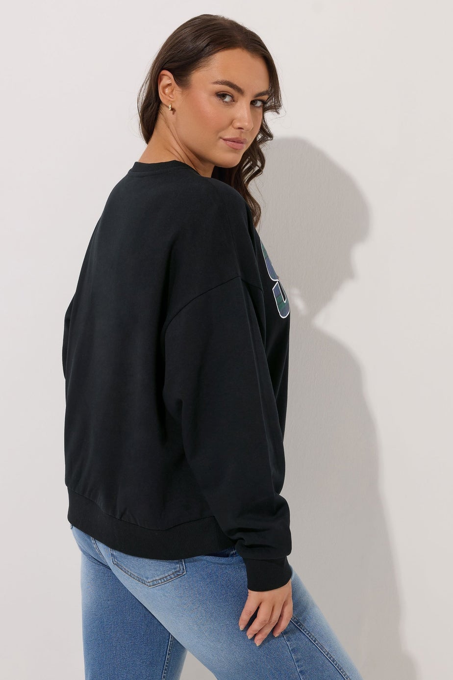 Yours Curve Black Check 'Soho' Sweatshirt