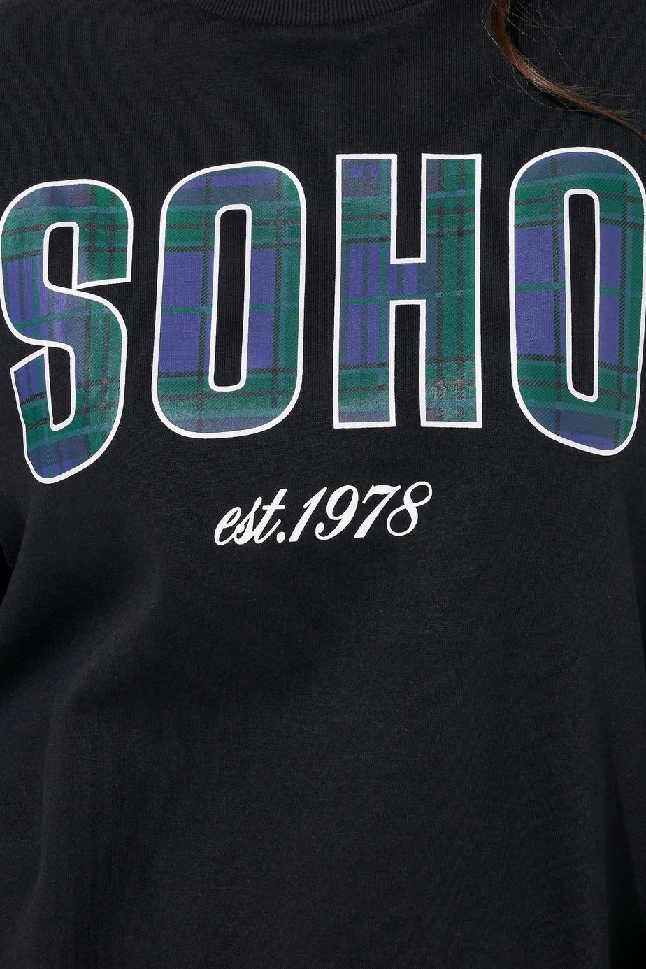 Yours Curve Black Check 'Soho' Sweatshirt