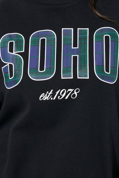 Yours Curve Black Check 'Soho' Sweatshirt