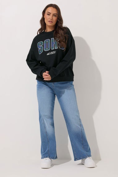 Yours Curve Black Check 'Soho' Sweatshirt