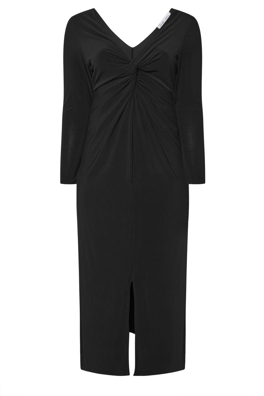 Yours London Curve Black Knot Front Maxi Dress