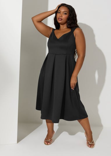 Yours London Curve Black Sweetheart Midaxi Skater Dress
