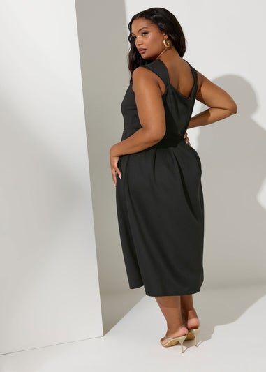 Yours London Curve Black Sweetheart Midaxi Skater Dress