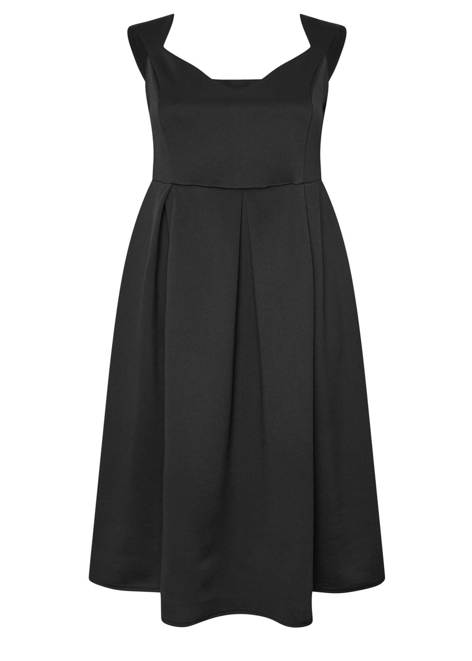 Yours London Curve Black Sweetheart Midaxi Skater Dress