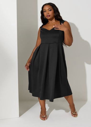 Yours London Curve Black Sweetheart Midaxi Skater Dress