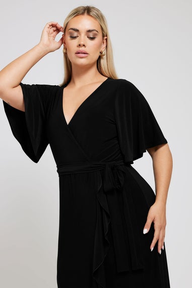Yours London Curve Black Ruffle Hem Maxi Dress