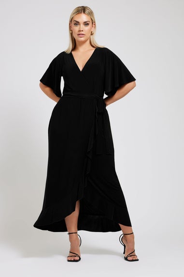 Yours London Curve Black Ruffle Hem Maxi Dress