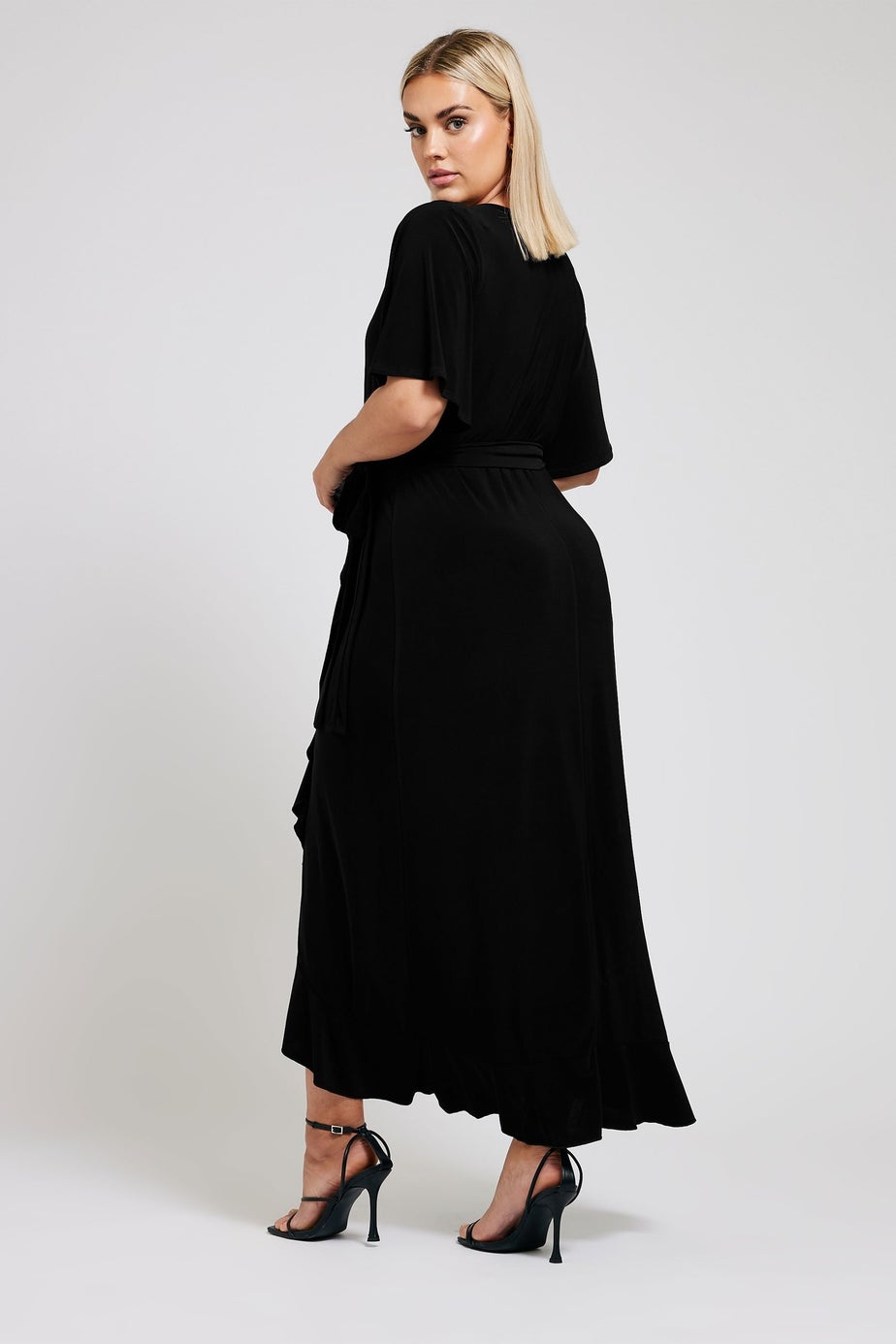 Yours London Curve Black Ruffle Hem Maxi Dress