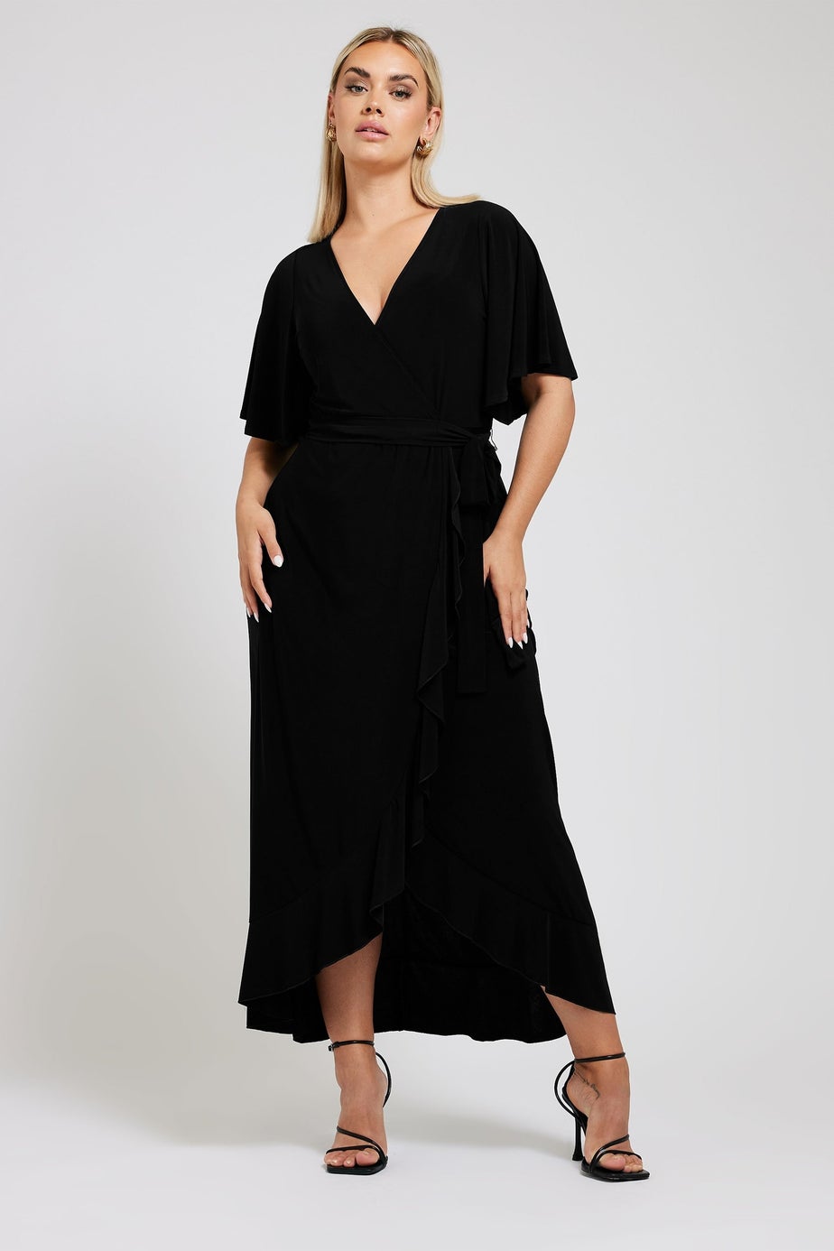 Yours London Curve Black Ruffle Hem Maxi Dress