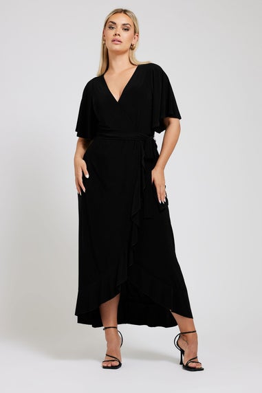 Yours London Curve Black Ruffle Hem Maxi Dress