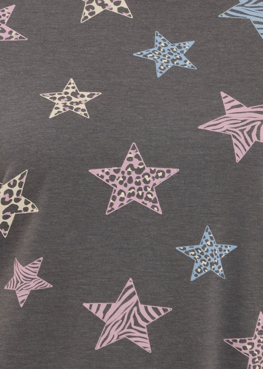 Yours Curve Grey Animal Star Print Sleep Tee Nightdress