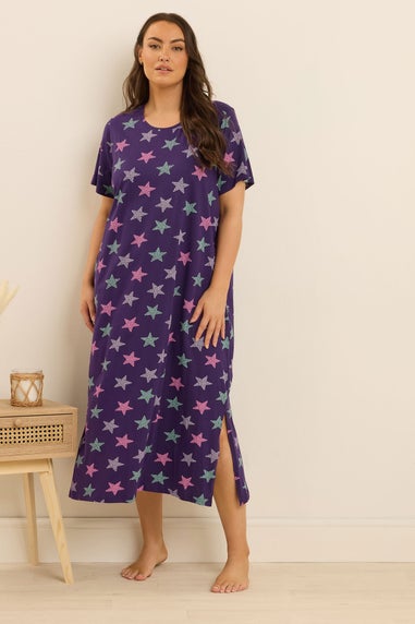 Yours Curve 2 Pack Grey 'Shine Like The Stars' Midaxi Nightdresses