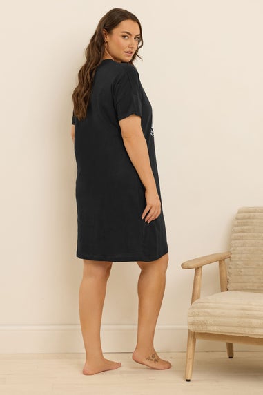 Yours 2 Pack Curve Black 'Coffee Club' Sleep Tee Nightdresses