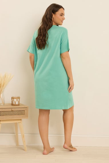 Yours 2 Pack Curve Green Cocktail Print Sleep Tee Nightdresses