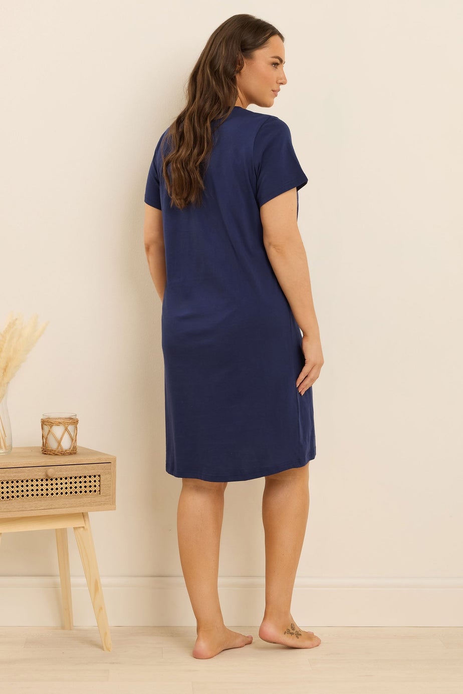 Yours 2 Pack Curve Pink & Blue Cat Print Nightdresses