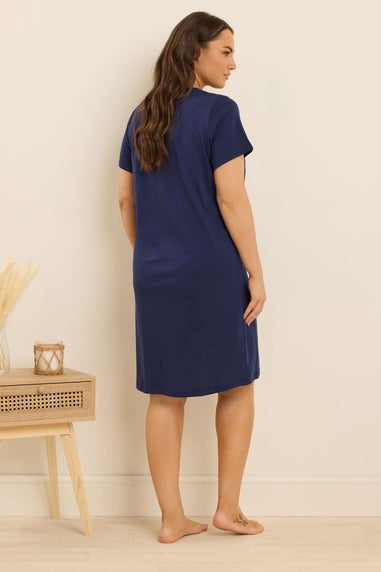 Yours 2 Pack Curve Pink & Blue Cat Print Nightdresses