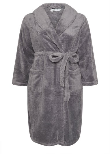 Yours Curve Grey Shawl Collar Dressing Gown