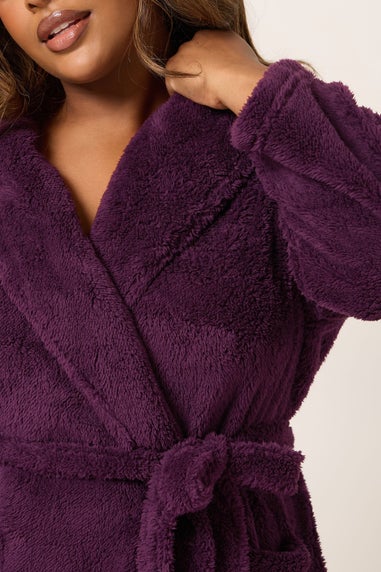 Yours Curve Burgundy Red Shawl Collar Dressing Gown