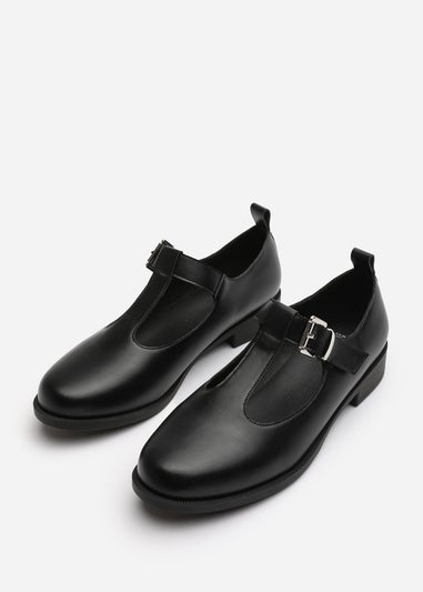 Where's That From Natalie Black PU Extra Wide-Fit Mary Janes Loafers
