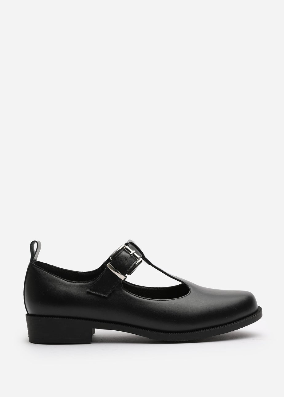 Where's That From Natalie Black PU Extra Wide-Fit Mary Janes Loafers