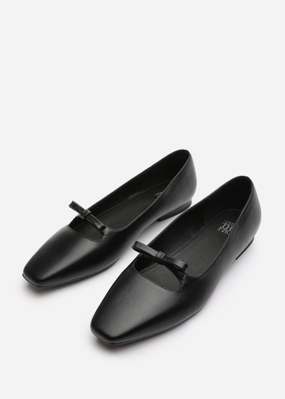 Where's That From Hope Black PU Square Toe Flats