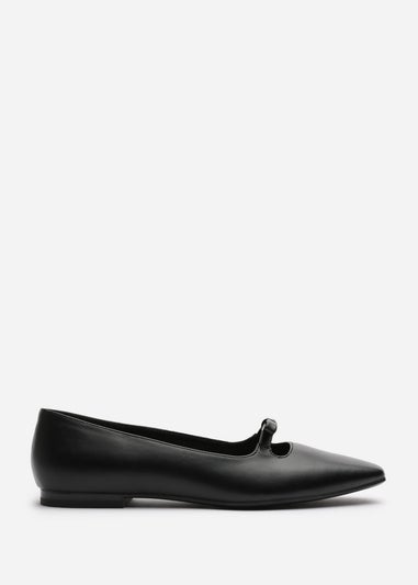 Where's That From Hope Black PU Square Toe Flats