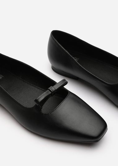 Where's That From Hope Black PU Wide Fit Square Toe Flats