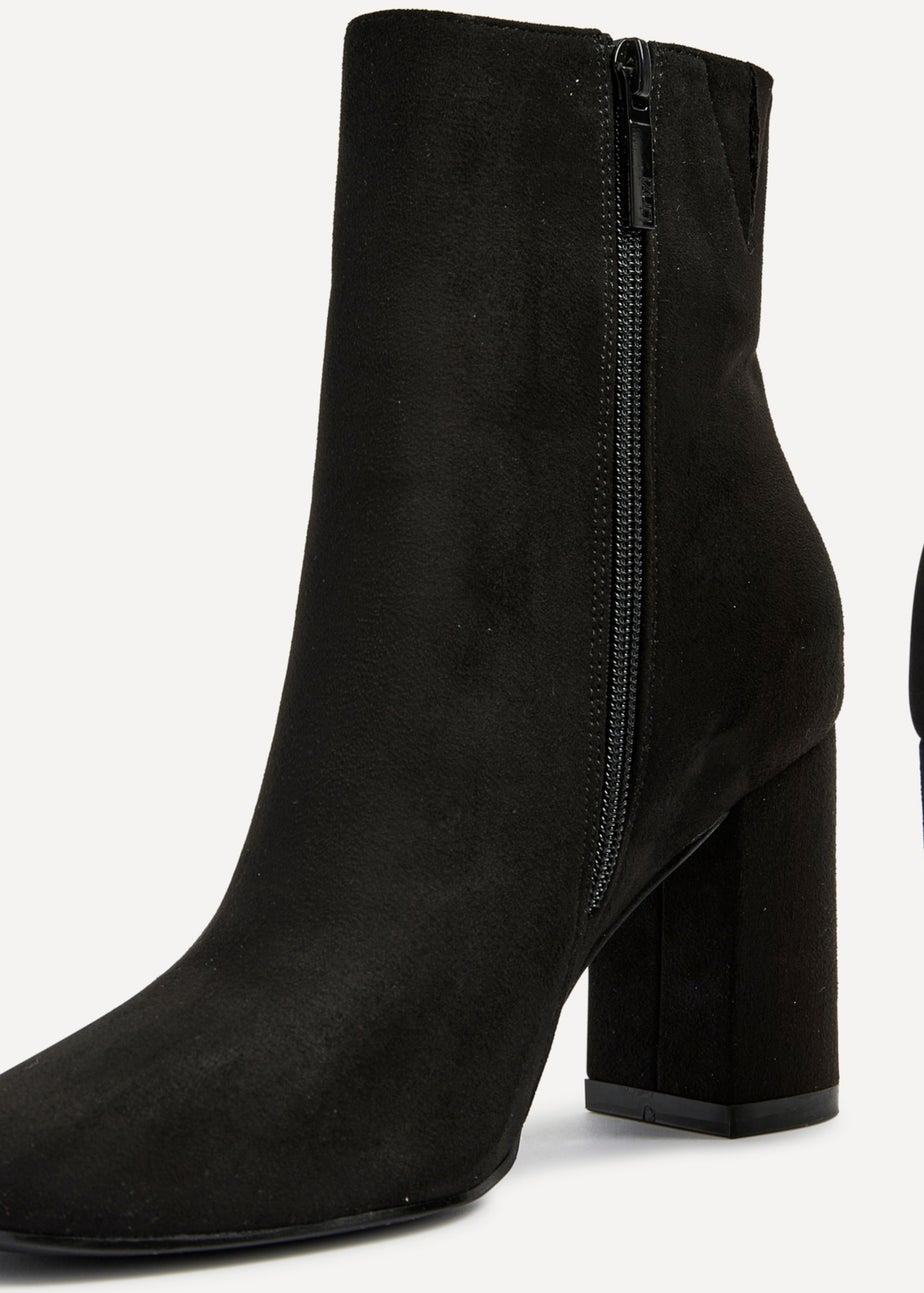 Linzi Scout Black Suede Classic Block Heeled Ankle Boot