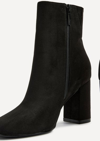 Linzi Scout Black Suede Classic Block Heeled Ankle Boot