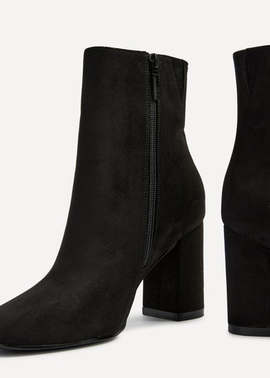 Linzi Scout Black Suede Classic Block Heeled Ankle Boot