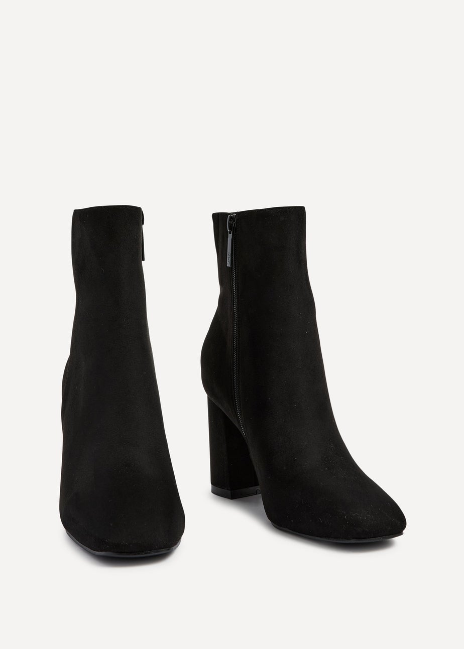 Linzi Scout Black Suede Classic Block Heeled Ankle Boot