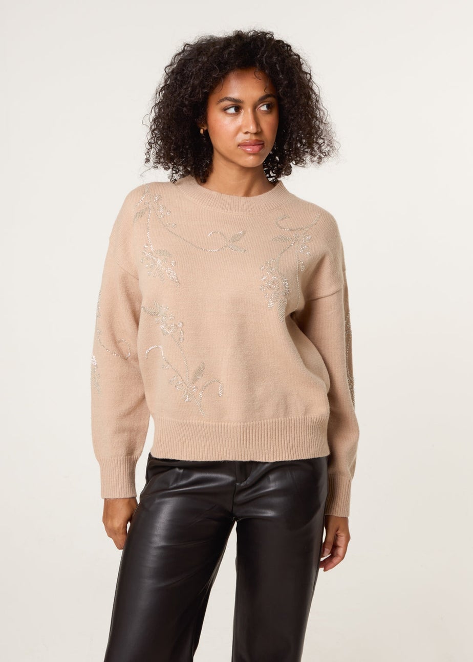 Blue Vanilla Taupe Sparkling Sequins Jumper