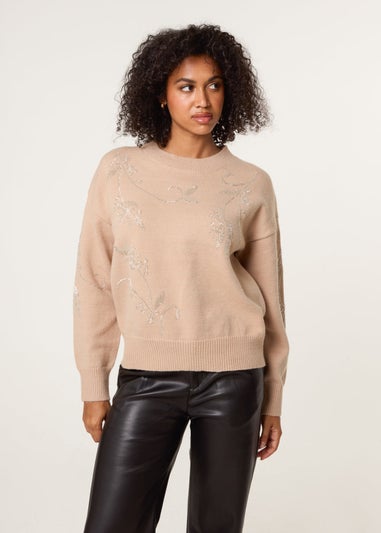 Blue Vanilla Taupe Sparkling Sequins Jumper
