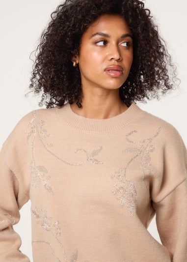 Blue Vanilla Taupe Sparkling Sequins Jumper
