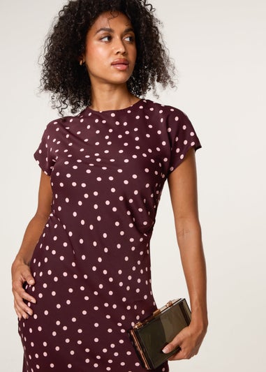 Blue Vanilla Red Spot Ruched Side Dress