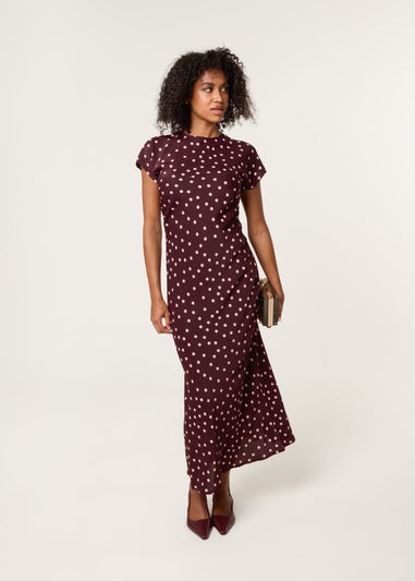Blue Vanilla Red Spot Ruched Side Dress