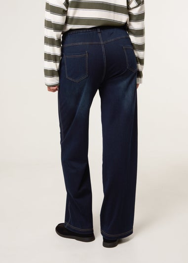 Blue Vanilla Navy Elasticated Waist Jeans With Tie